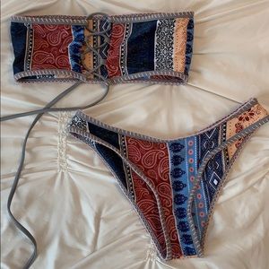 Paisley bandana print bandeau bikini